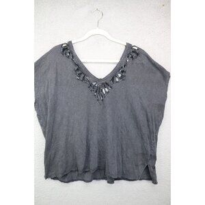 Free People Black Cut Out Sleeveless Top-Size Medium-Oversized-Boho